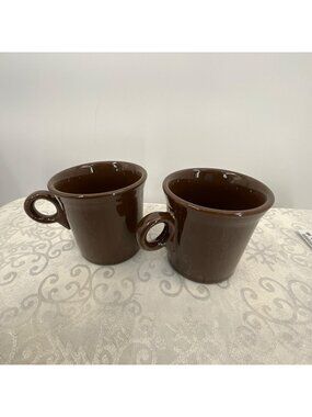 Fiesta Tom & Jerry Brown Ceramic Coffee Mugs Set Of 2